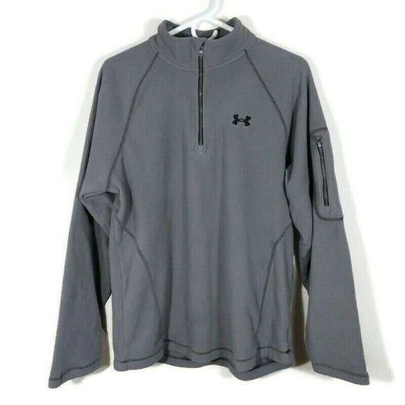 Under Armour Men's 1/4 Zip Fleece Sweatshirt Arm Pocket Gray Size M Loose - Picture 1 of 9